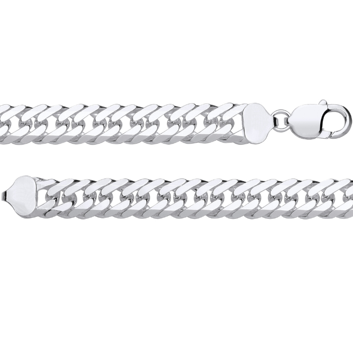 Silver 11mm Double Curb Bracelet