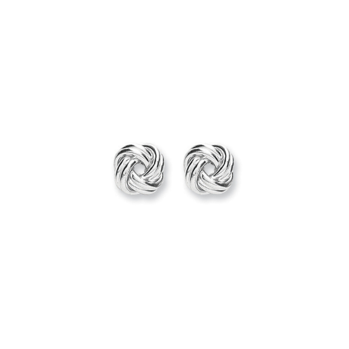 Silver 9.6mm Knot Stud Earrings