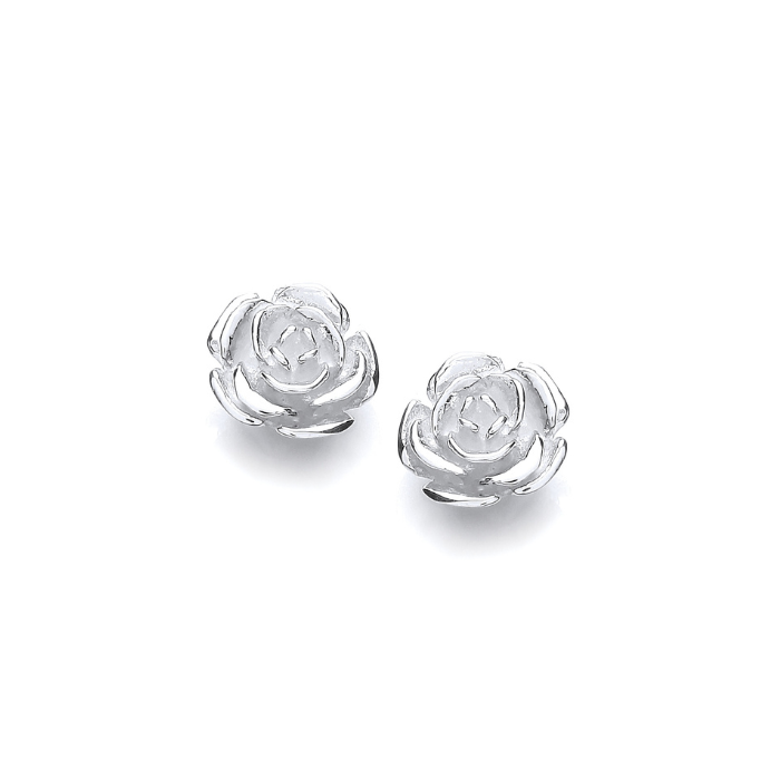 Silver Rose Stud Earrings