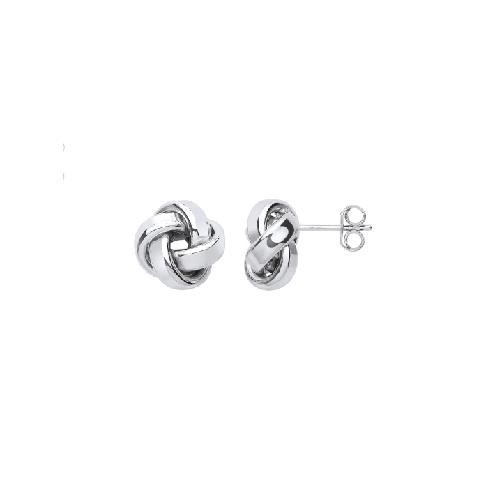 Silver 3mm Tube Stud Knot Earrings