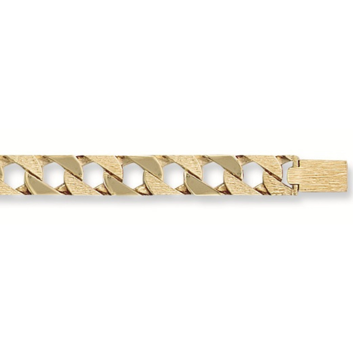 Yellow Gold 12mm Plain & Bark Casted Curb Bracelet