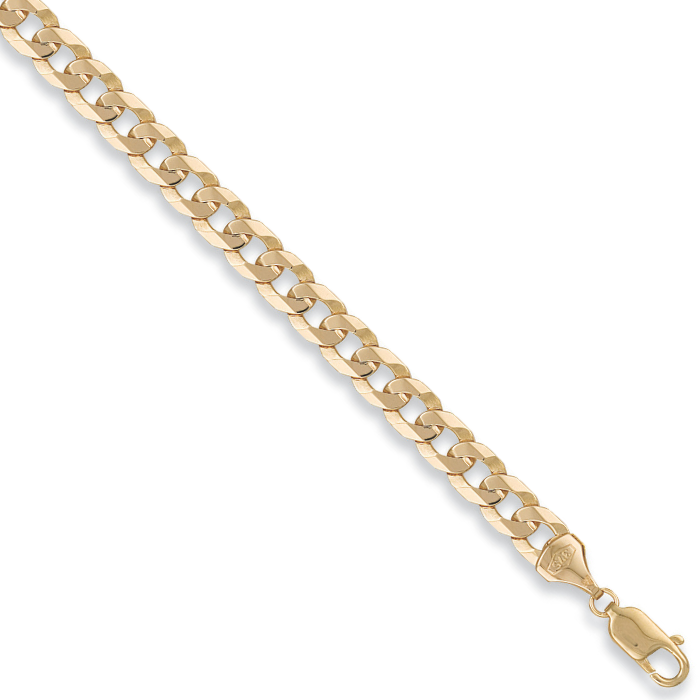 Yellow Gold 7.4mm Flat Curb Chain