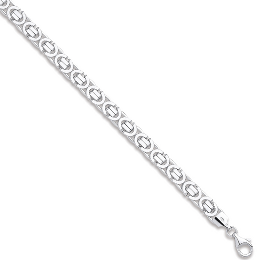 White Gold 7.2mm Flat Byzantine Chain