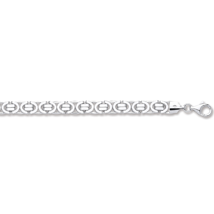 White Gold 7.2mm Flat Byzantine Chain