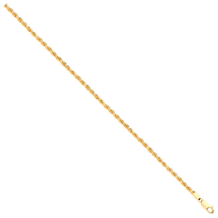 Yellow Gold 3mm Diamond Cut Rope Chain