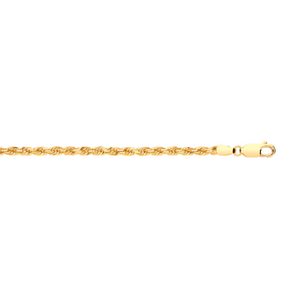 Yellow Gold 3mm Diamond Cut Rope Chain