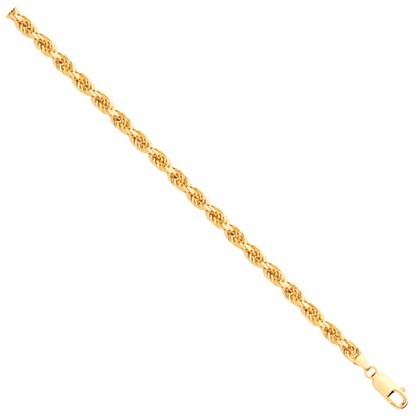 Yellow Gold 5.2mm Diamond Cut Rope Chain