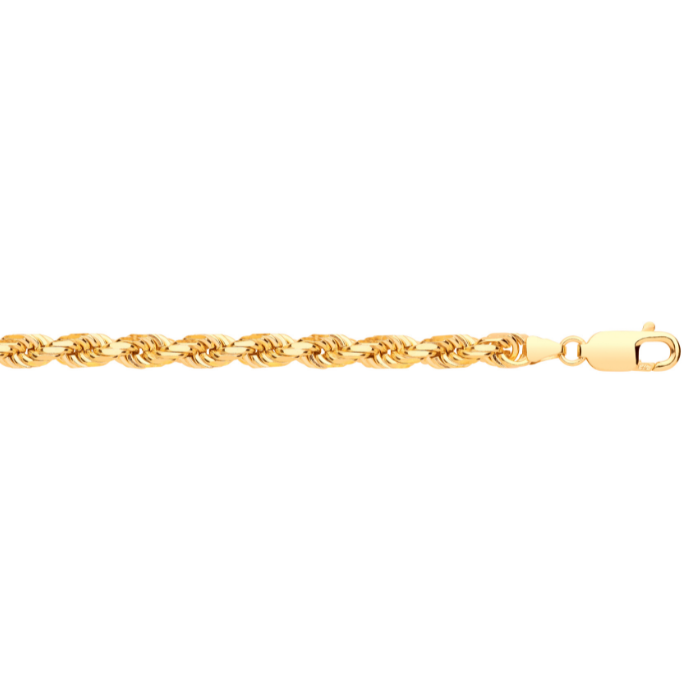 Yellow Gold 5.2mm Diamond Cut Rope Chain