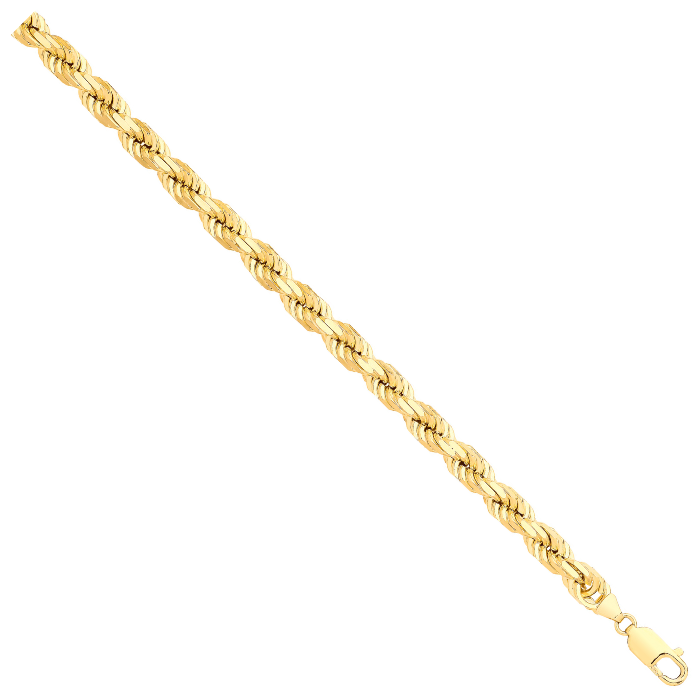 Yellow Gold 7.5mm Diamond Cut Rope Chain