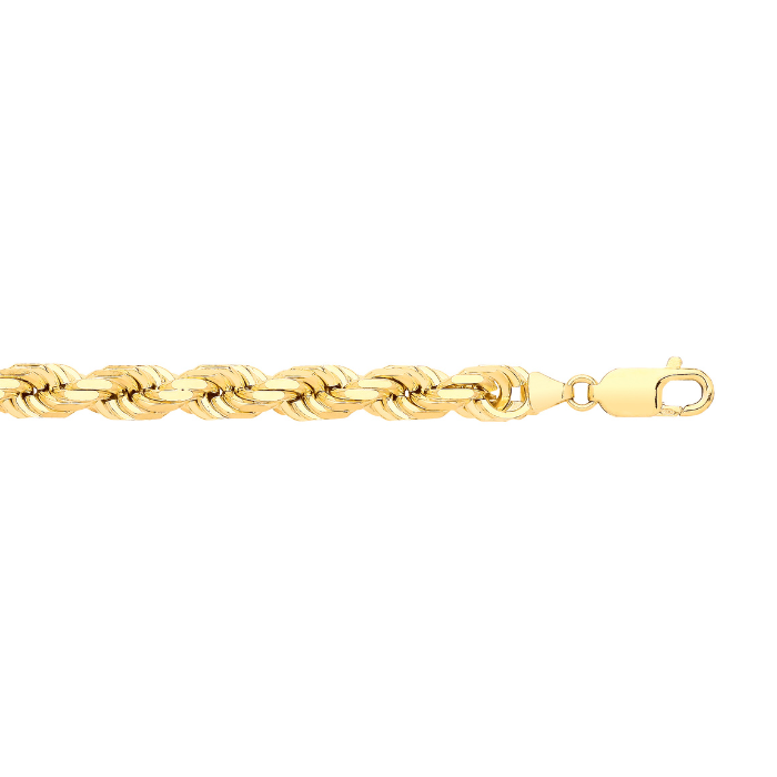 Yellow Gold 7.5mm Diamond Cut Rope Chain