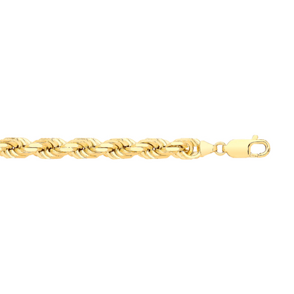 Yellow Gold 7.5mm Diamond Cut Rope Chain