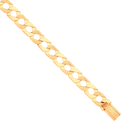 Yellow Gold Plain & Nugget 10.5mm Link Flat Curb Chain