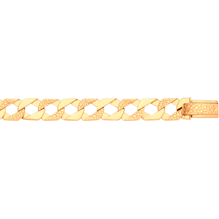 Yellow Gold Plain & Nugget 10.5mm Link Flat Curb Chain