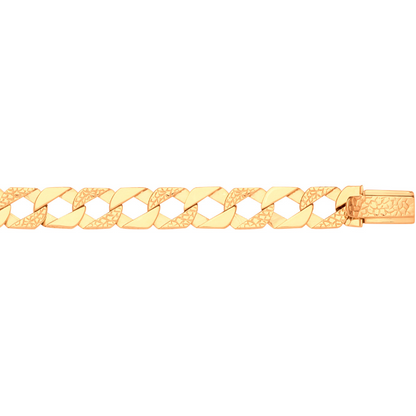 Yellow Gold Plain & Nugget 10.5mm Link Flat Curb Chain