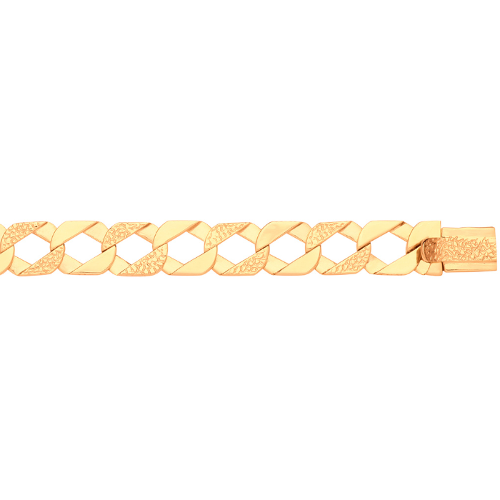 Yellow Gold Plain & Nugget 13mm Link Flat Curb Chain