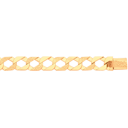 Yellow Gold Plain & Nugget 13mm Link Flat Curb Chain