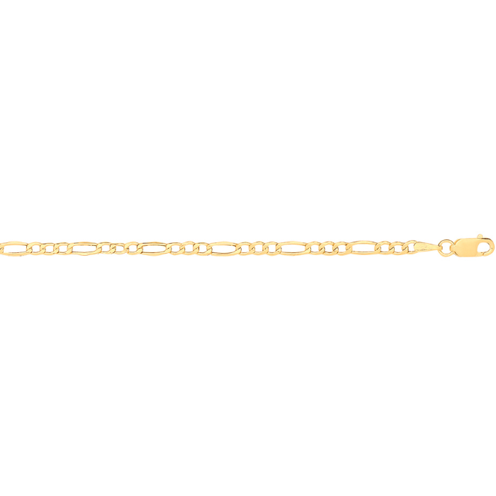 14ct Yellow Gold Hollow Bevelled Figaro 2.6mm Chain