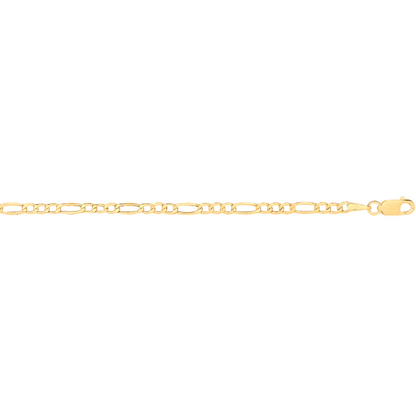 14ct Yellow Gold Hollow Bevelled Figaro 2.6mm Chain