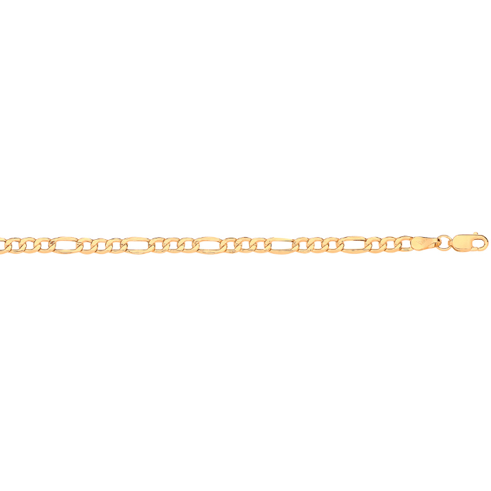 14ct Yellow Gold Hollow Bevelled Figaro 3.4mm Chain