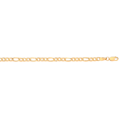 14ct Yellow Gold Hollow Bevelled Figaro 3.4mm Chain