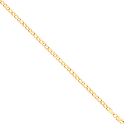 14ct Yellow Gold Hollow Bevelled Curb 3.5mm Chain