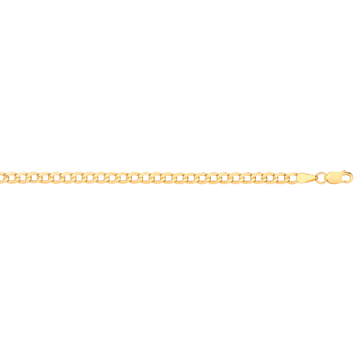 14ct Yellow Gold Hollow Bevelled Curb 3.5mm Chain