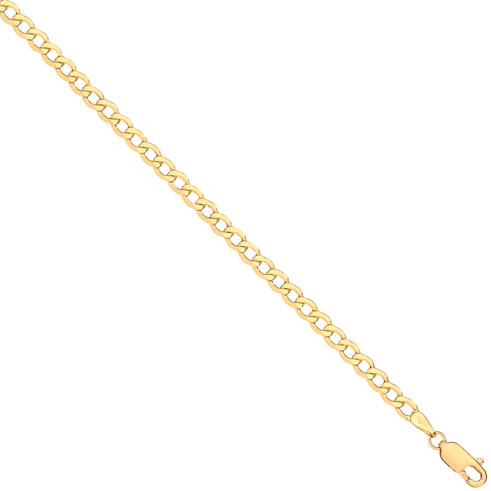 14ct Yellow Gold Hollow Bevelled Curb 4mm Chain