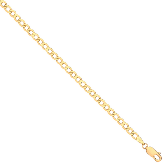 14ct Yellow Gold Hollow Bevelled Curb 4mm Chain