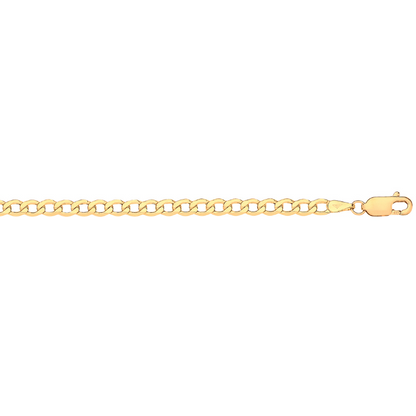 14ct Yellow Gold Hollow Bevelled Curb 4mm Chain