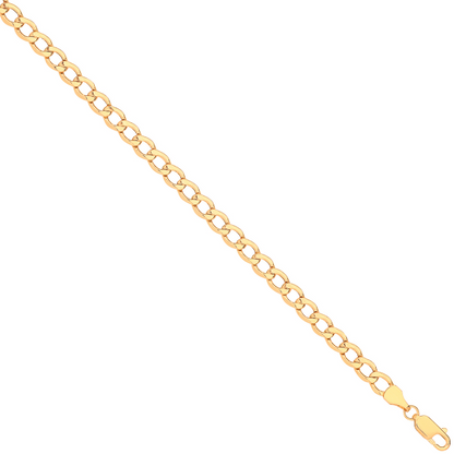 14ct Yellow Gold Hollow Bevelled Curb 5mm Chain