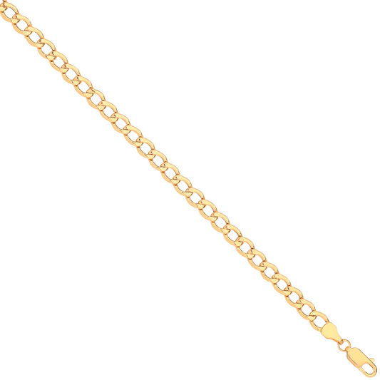 14ct Yellow Gold Hollow Bevelled Curb 5mm Chain