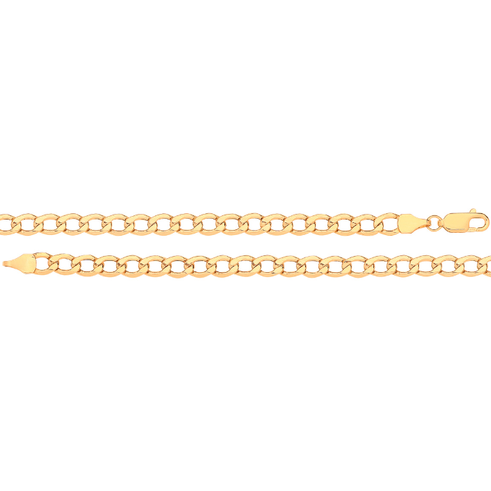 14ct Yellow Gold Hollow Bevelled Curb 5mm Chain