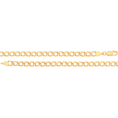 14ct Yellow Gold Hollow Bevelled Curb 5mm Chain