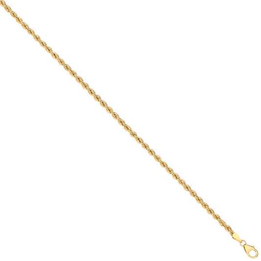 14ct Yellow Gold Hollow Rope 2.7mm Chain