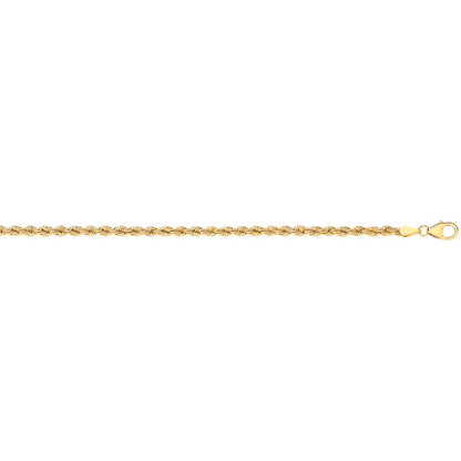 14ct Yellow Gold Hollow Rope 2.7mm Chain