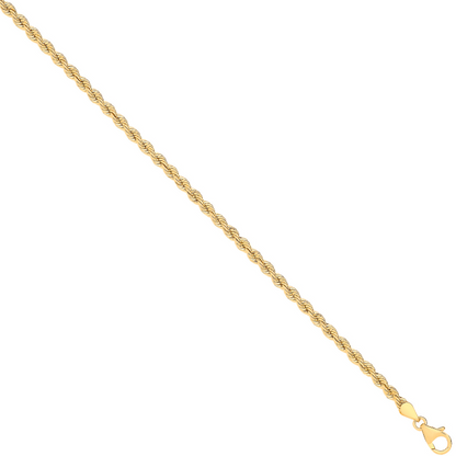 14ct Yellow Gold Hollow Rope 3.3mm Chain