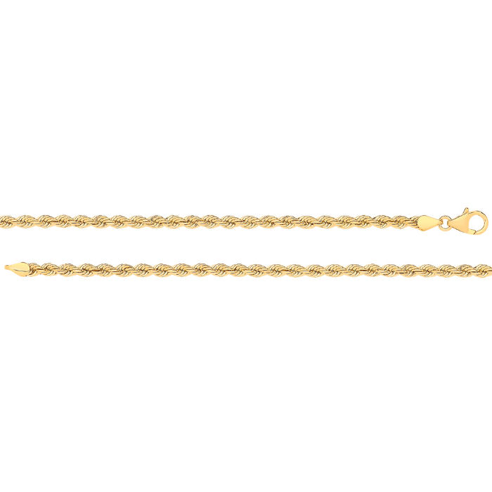 14ct Yellow Gold Hollow Rope 3.3mm Chain