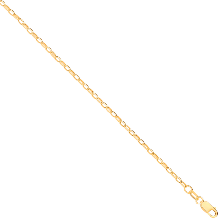 14ct Yellow Gold Hollow Oval Faceted Belcher 2.2mm Chain