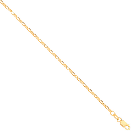 14ct Yellow Gold Hollow Oval Faceted Belcher 2.2mm Chain