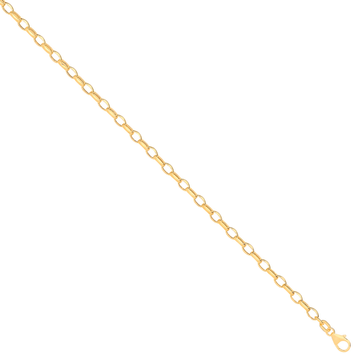 14ct Yellow Gold Hollow Oval Faceted Belcher 3.5mm Chain