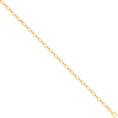 14ct Yellow Gold Hollow Oval Faceted Belcher 3.5mm Chain