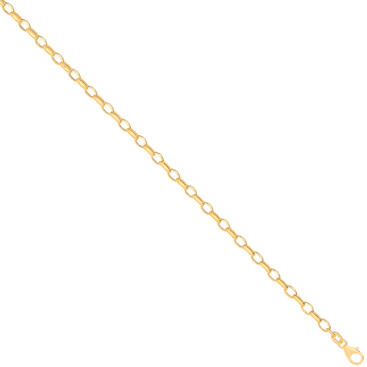 14ct Yellow Gold Hollow Oval Faceted Belcher 3.5mm Chain