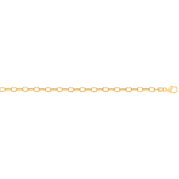 14ct Yellow Gold Hollow Oval Faceted Belcher 3.5mm Chain