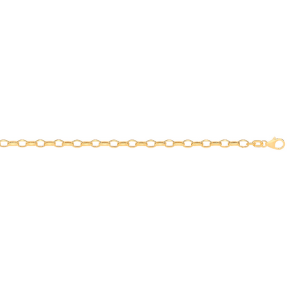 14ct Yellow Gold Hollow Oval Faceted Belcher 3.5mm Chain