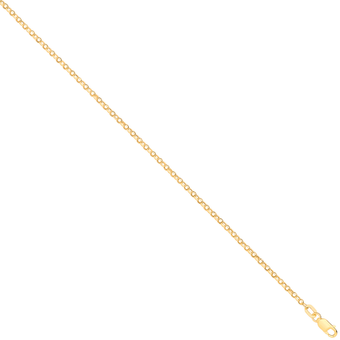 14ct Yellow Gold Hollow Round Diamond Cut Belcher 1.9mm Chain