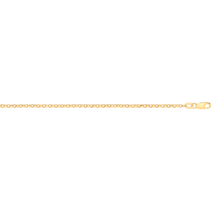 14ct Yellow Gold Hollow Round Diamond Cut Belcher 1.9mm Chain