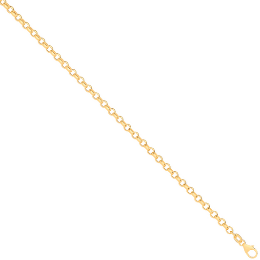 14ct Yellow Gold Hollow Round Diamond Cut Belcher 3.3mm Chain