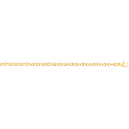 14ct Yellow Gold Hollow Round Diamond Cut Belcher 3.3mm Chain