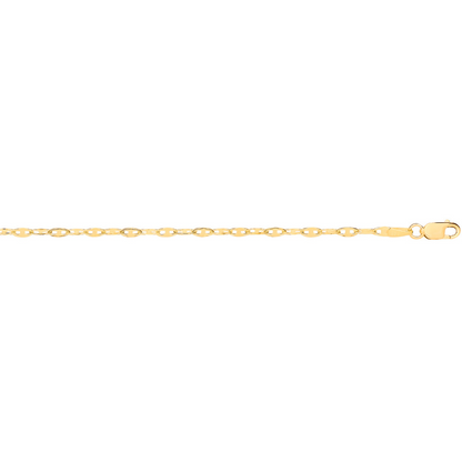 14ct Yellow Gold Hollow Shiny Anchor 2.2mm Chain