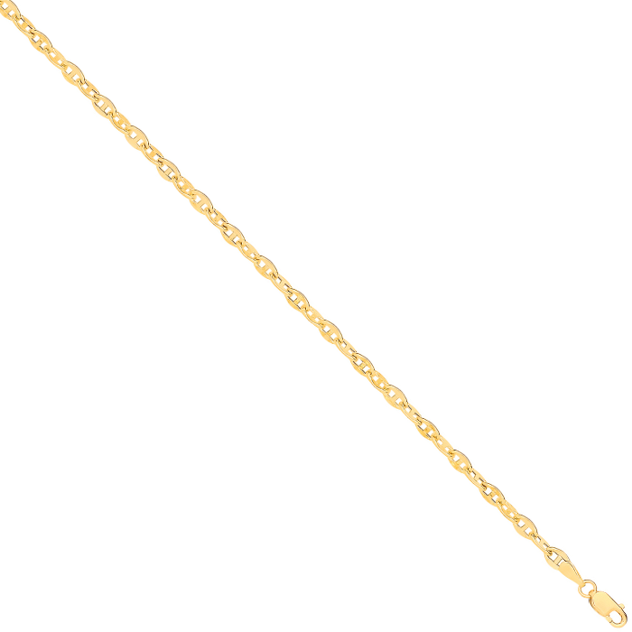 14ct Yellow Gold Hollow Shiny Anchor 3.3mm Chain